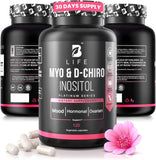 Botella de B Life Company Mio-Inositol y D-Chiro Inositol 40:1 para equilibrio hormonal.