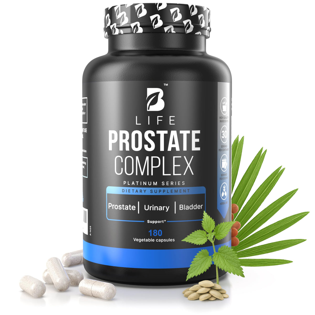 B Life Prostate Complex – botella visible, apoyo diario para la salud prostática