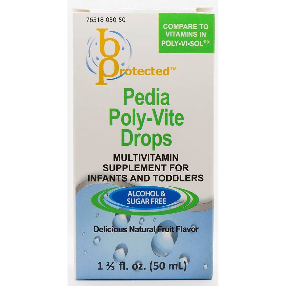 Pedia Poly-Vita Gotas de B Protected en frasco frontal para uso diario.