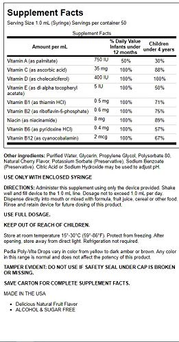Pedia Poly-Vite Gotas lista para mezclar en bebida y consumo rápido.