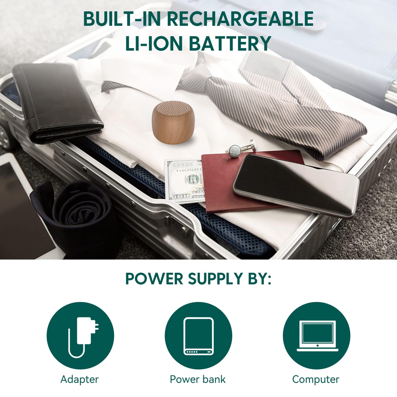 Babelio portátil y recargable con conector tipo-C para viajar.