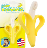 Baby Banana: cepillo infantil con mango en forma de banana para agarre cómodo.