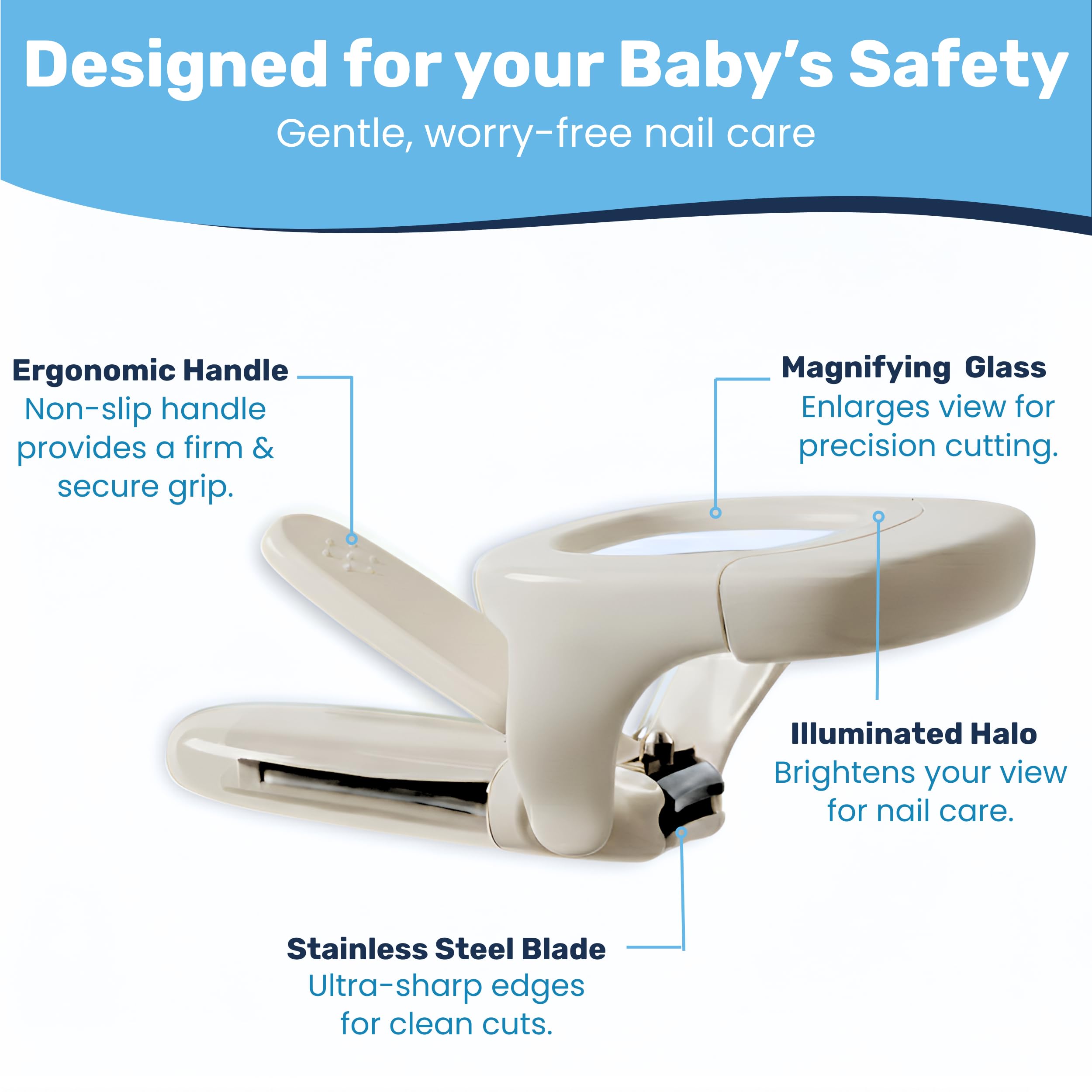 Baby Proof Me ampliador óptico facilita ver uñas pequeñas para un acabado suave