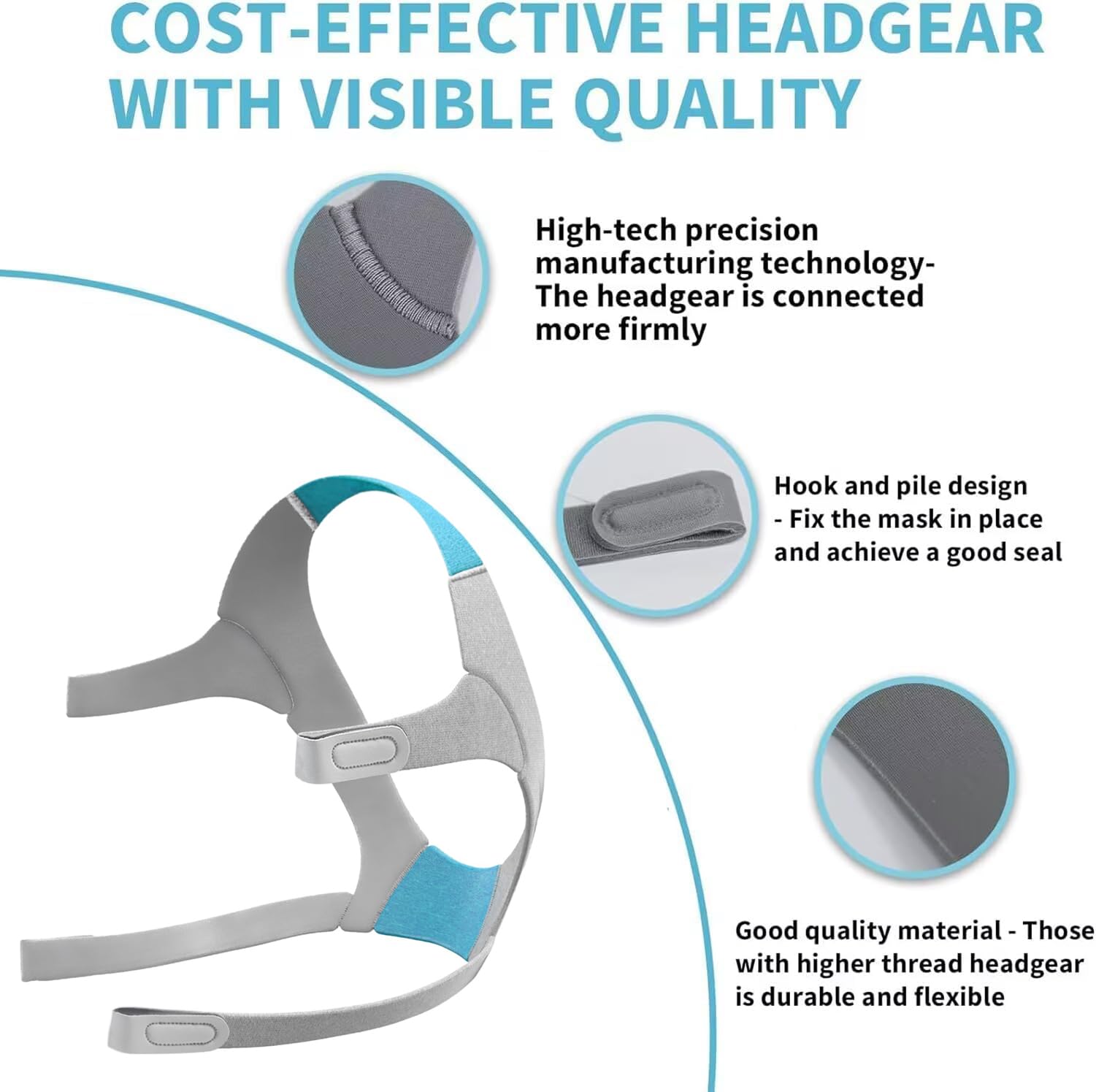Headgear de Babyfond, material antialérgico y transpirable para piel sensible.