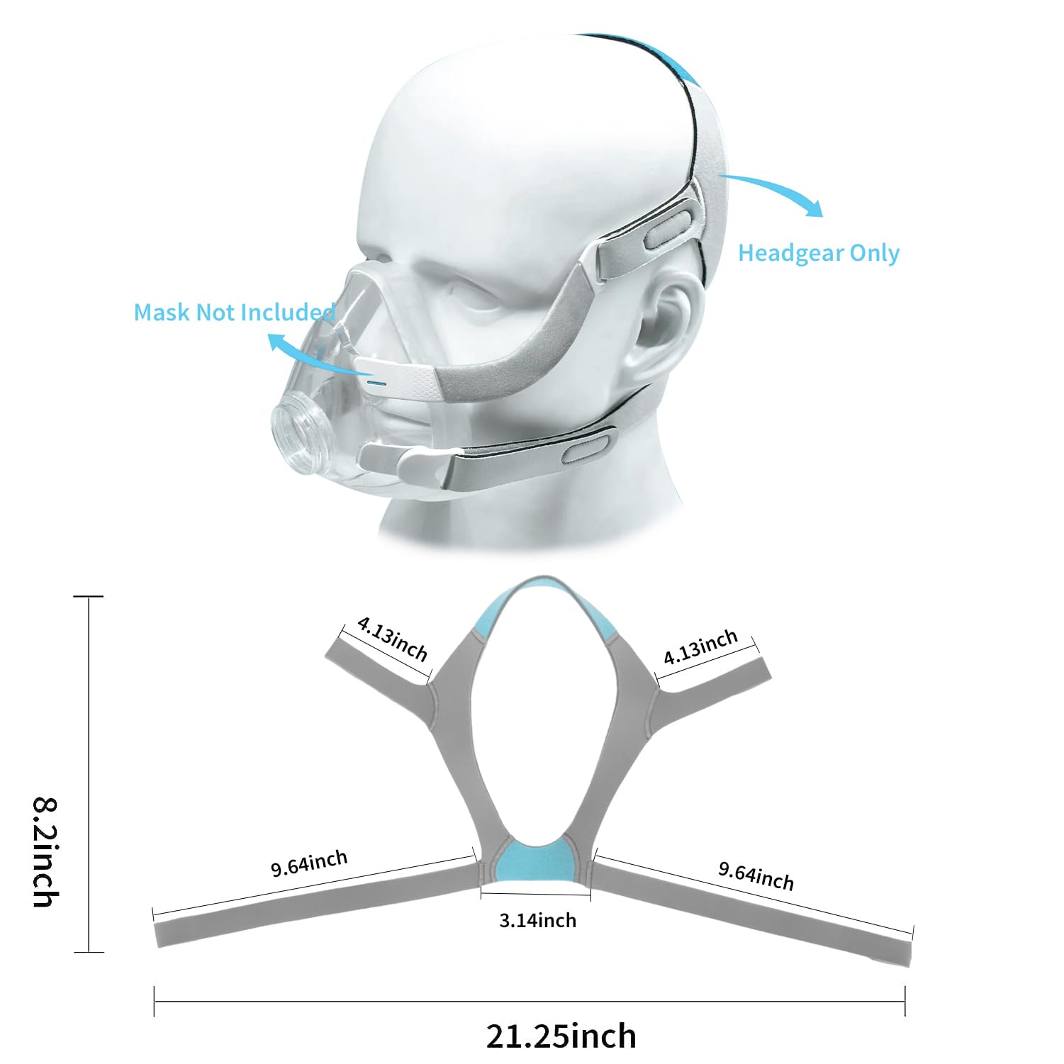 Babyfond Headgear para rostros grandes mantiene estabilidad sin ajustes constantes.