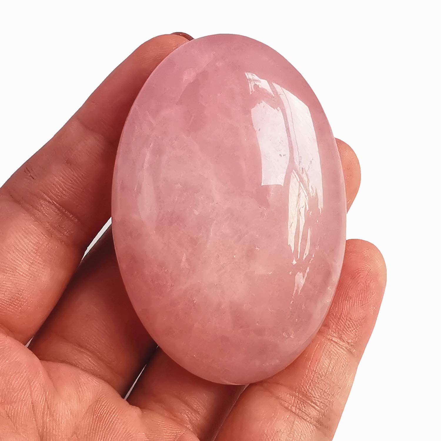 Bacatgem cristal rosado oval para masaje y equilibrio emocional.