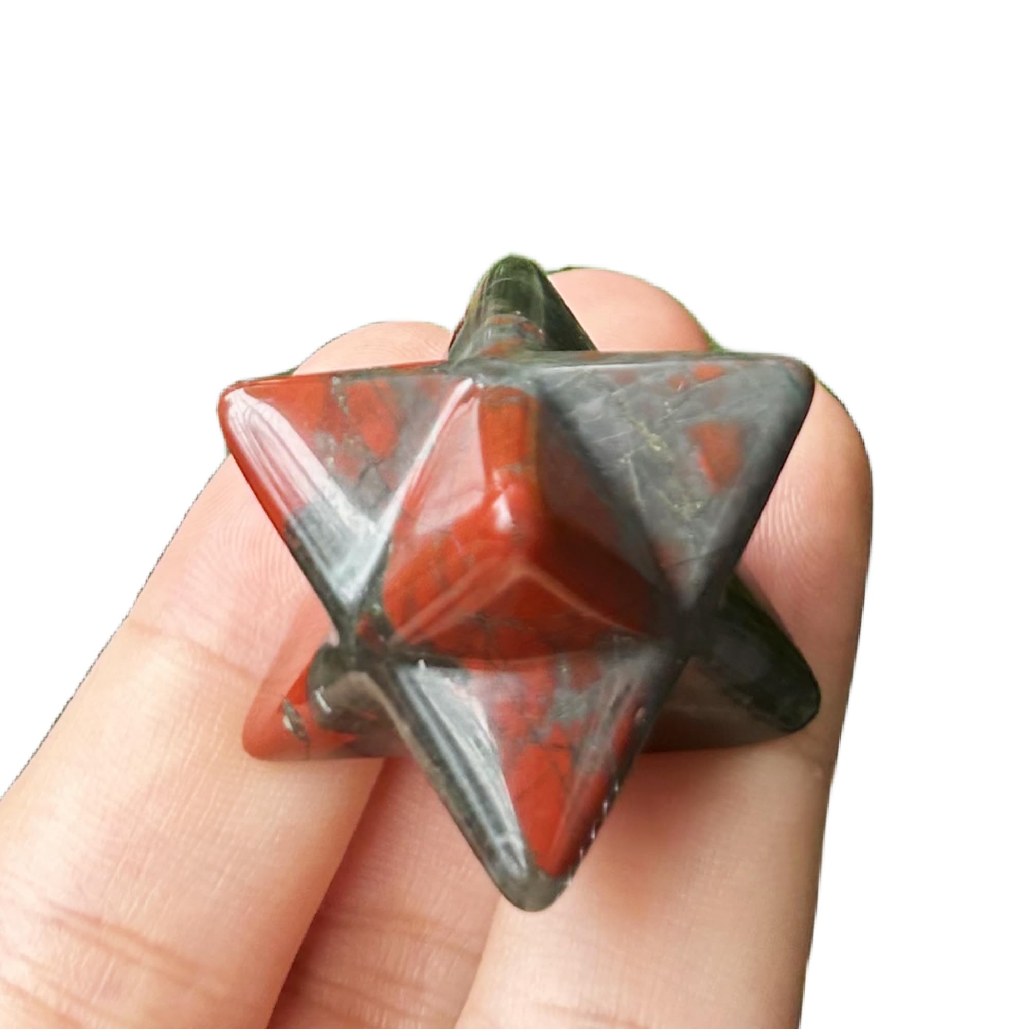 Bacatgem estrella hexagonal de piedra sangre africana para meditación y enfoque.