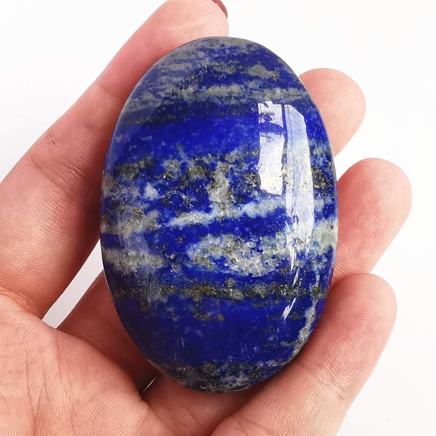 Bacatgem lapislazuli oval textura suave: superficie perfecta para masaje