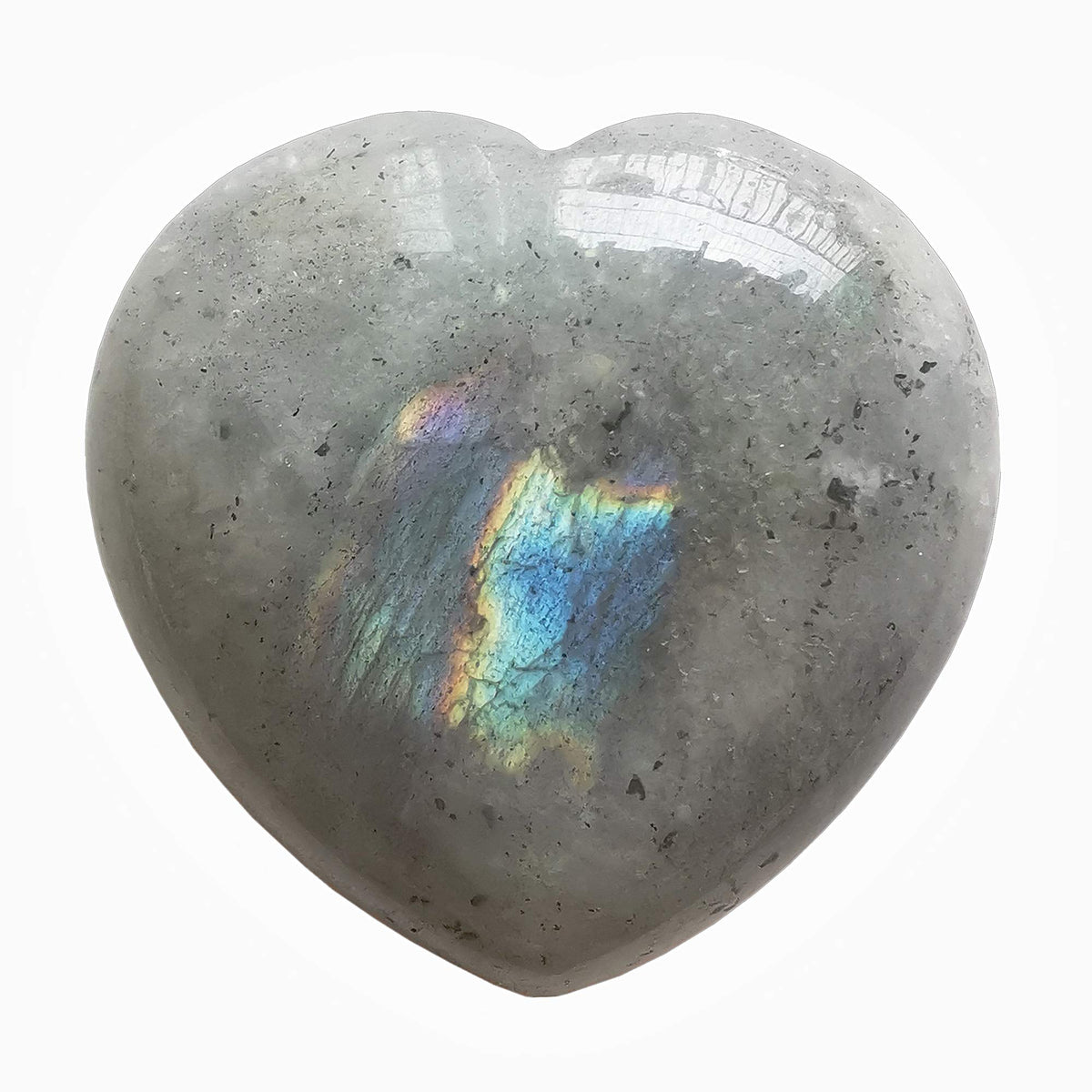 Bacatgem piedra luna palma corazón tallado; serenidad y enfoque durante la meditación.