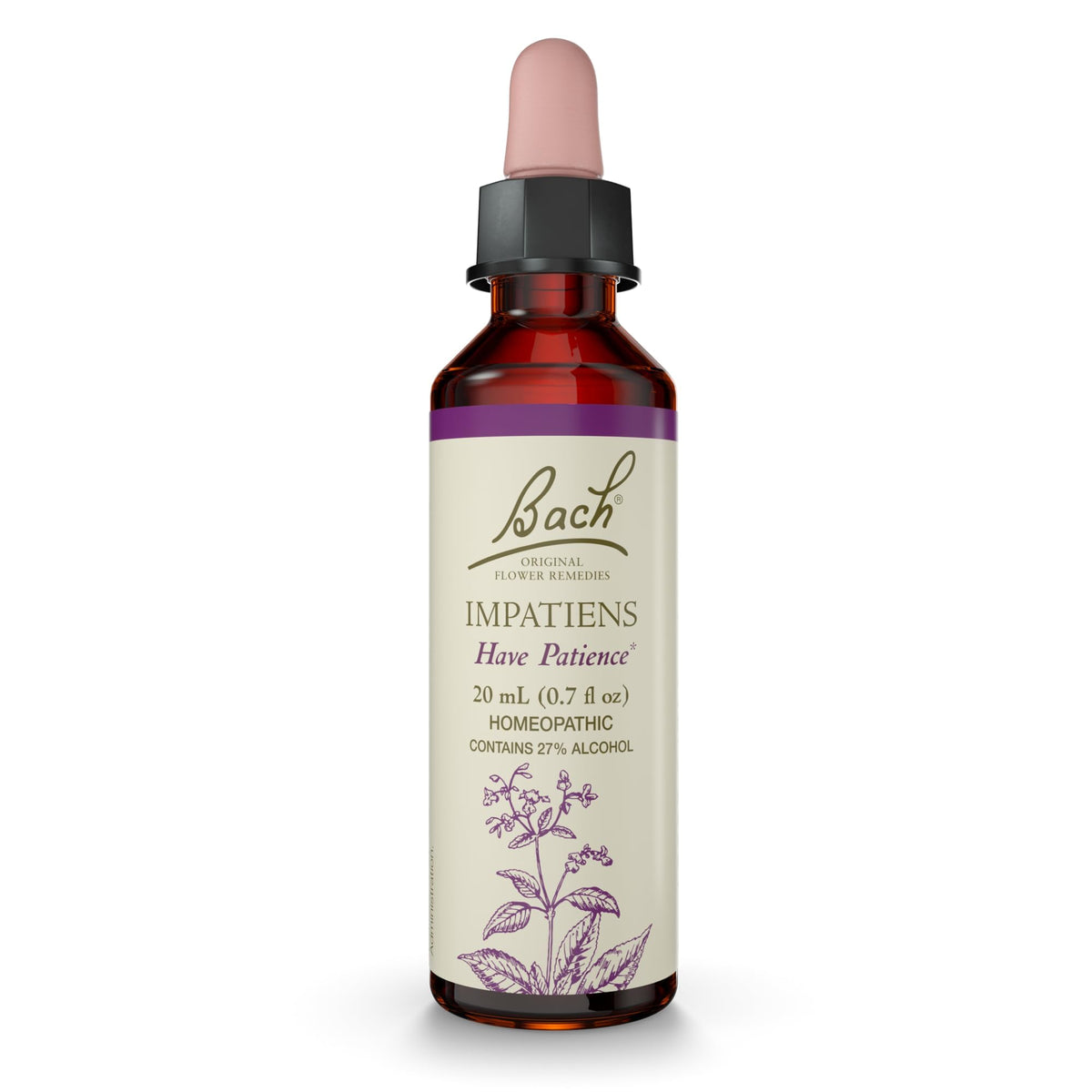 Bach Impatiens: gotero de 20 ml para equilibrio emocional diario.