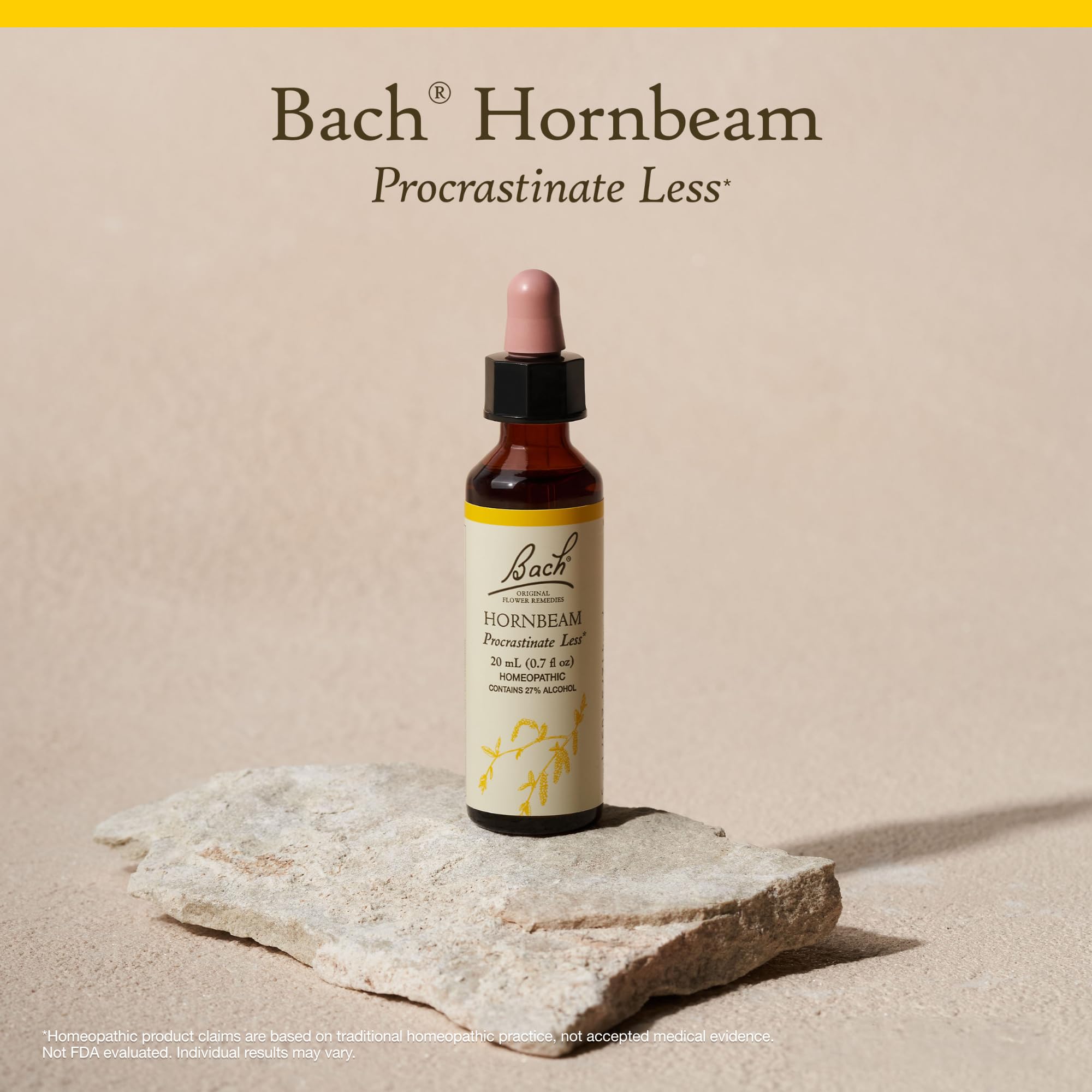 Bach Hornbeam aplicación-sublingual, calma y enfoque durante el día.