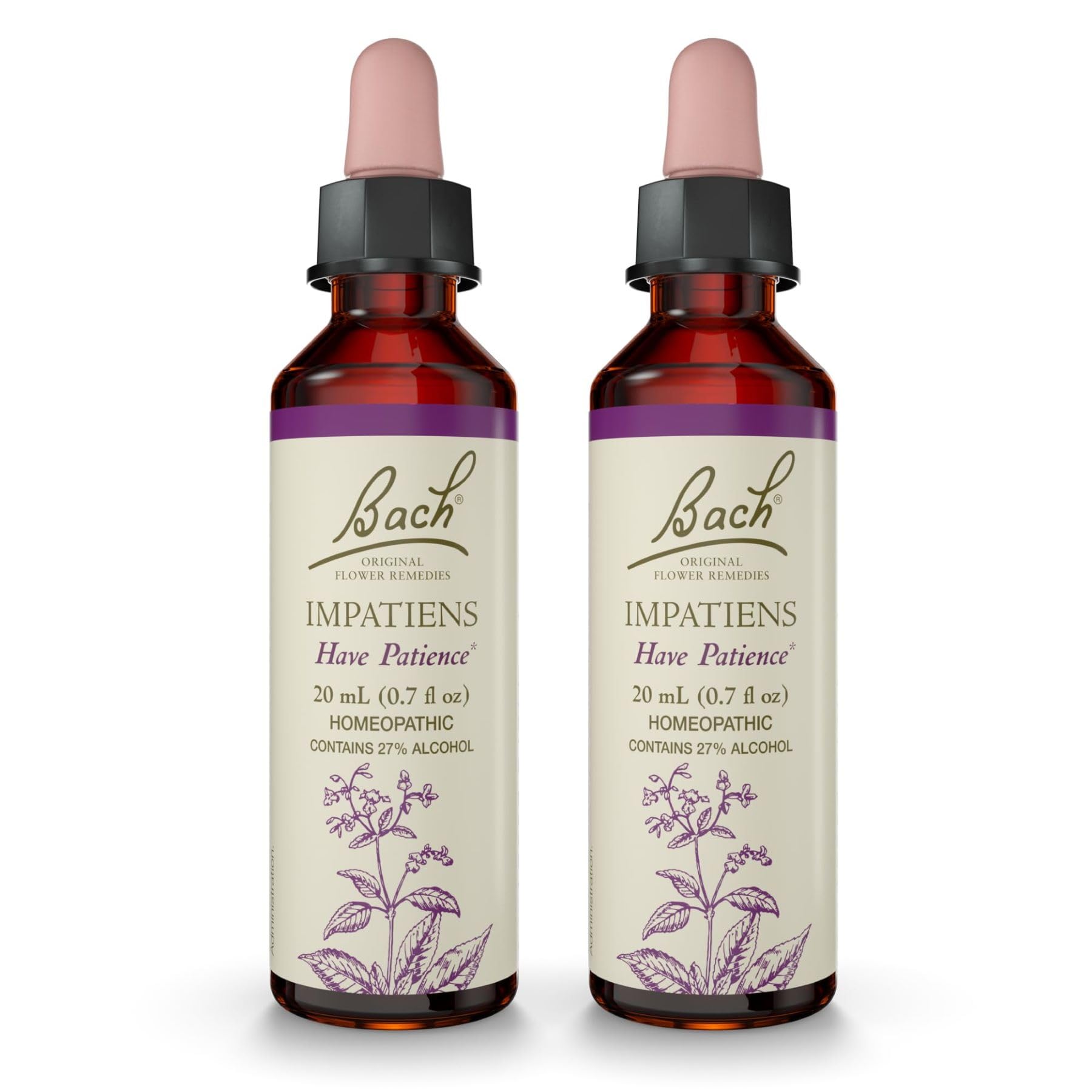Bach Original Flower Remedies Impatiens 20ml, gotero, caja doble, apoyo emocional diario