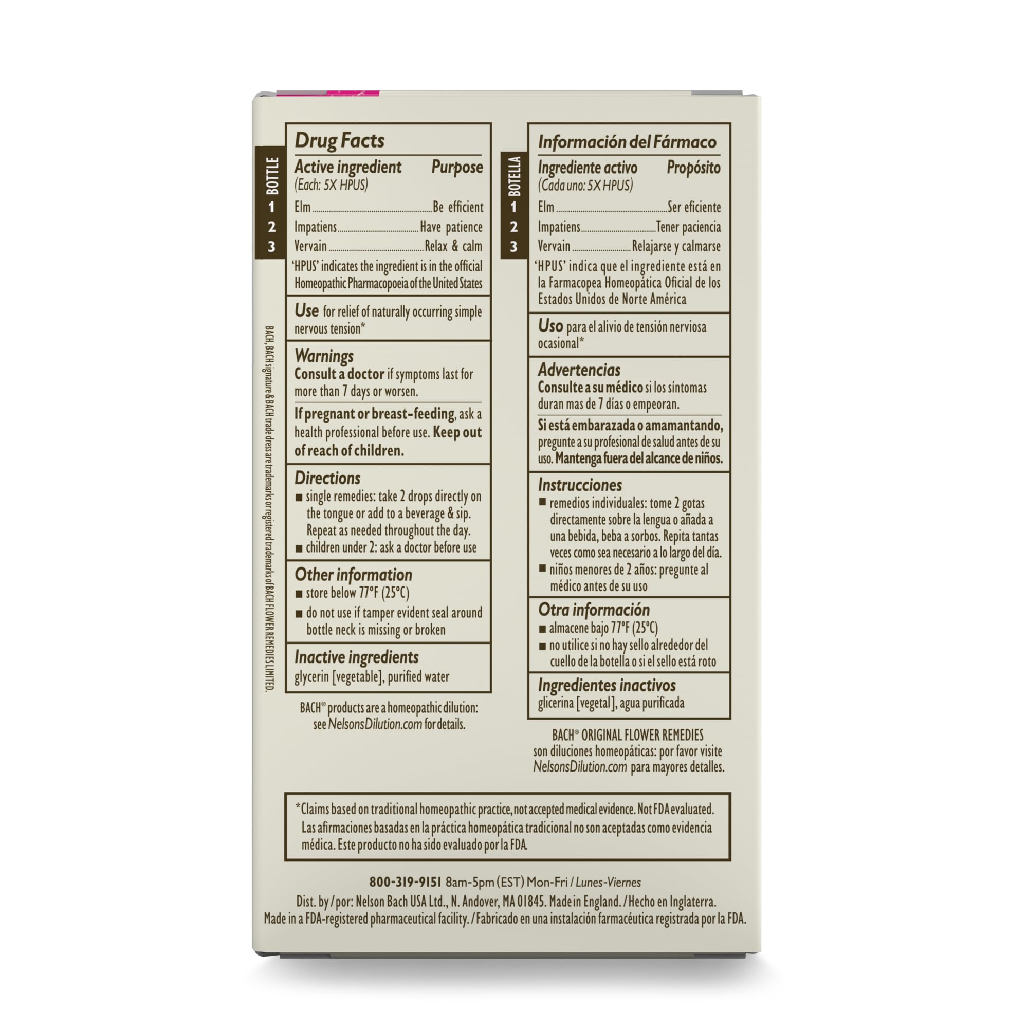 Bach Flower Remedies Trio, goteros de 10 ml, esencias florales para enfoque equilibrado.
