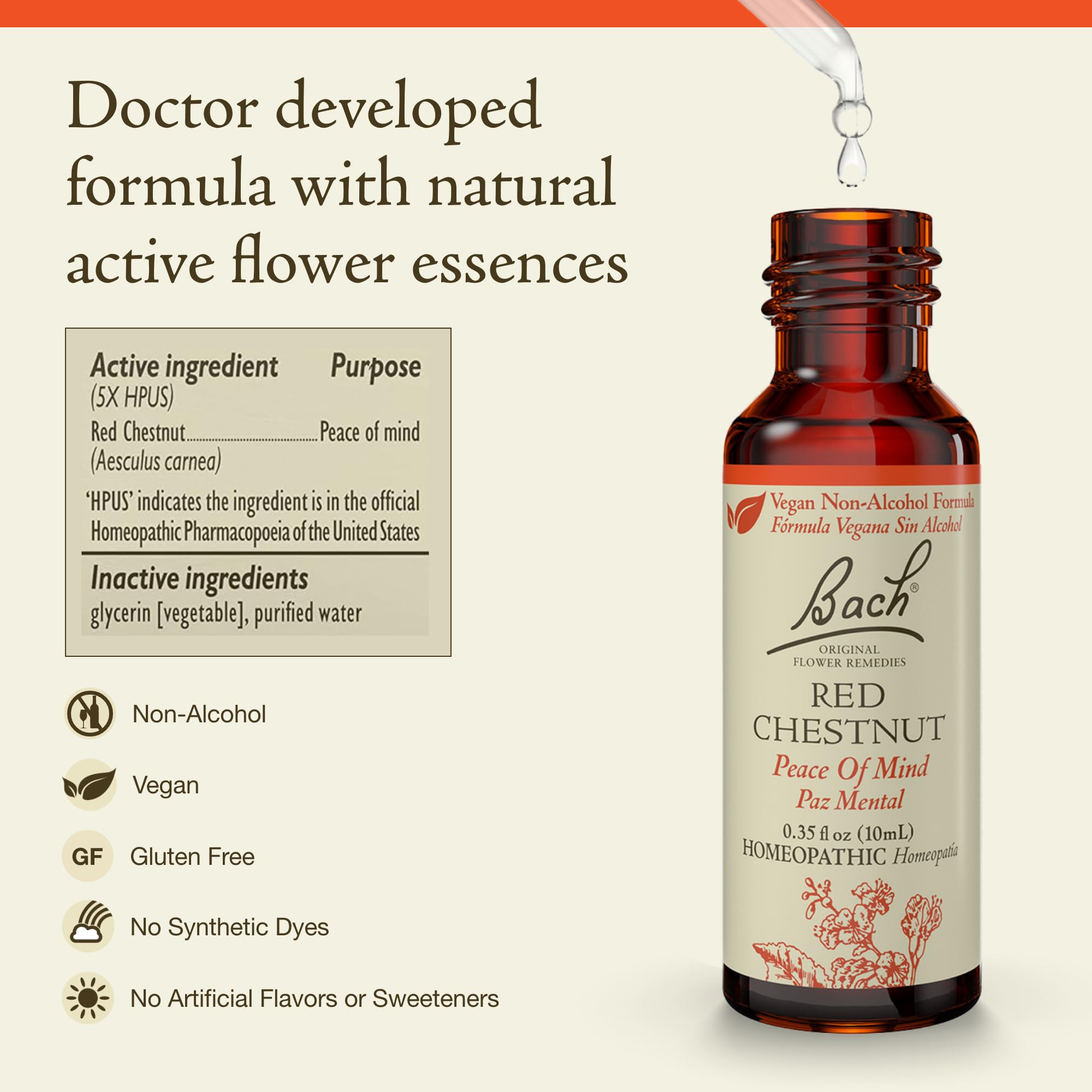 Gotero de Bach Red Chestnut para dosis rápidas y prácticas