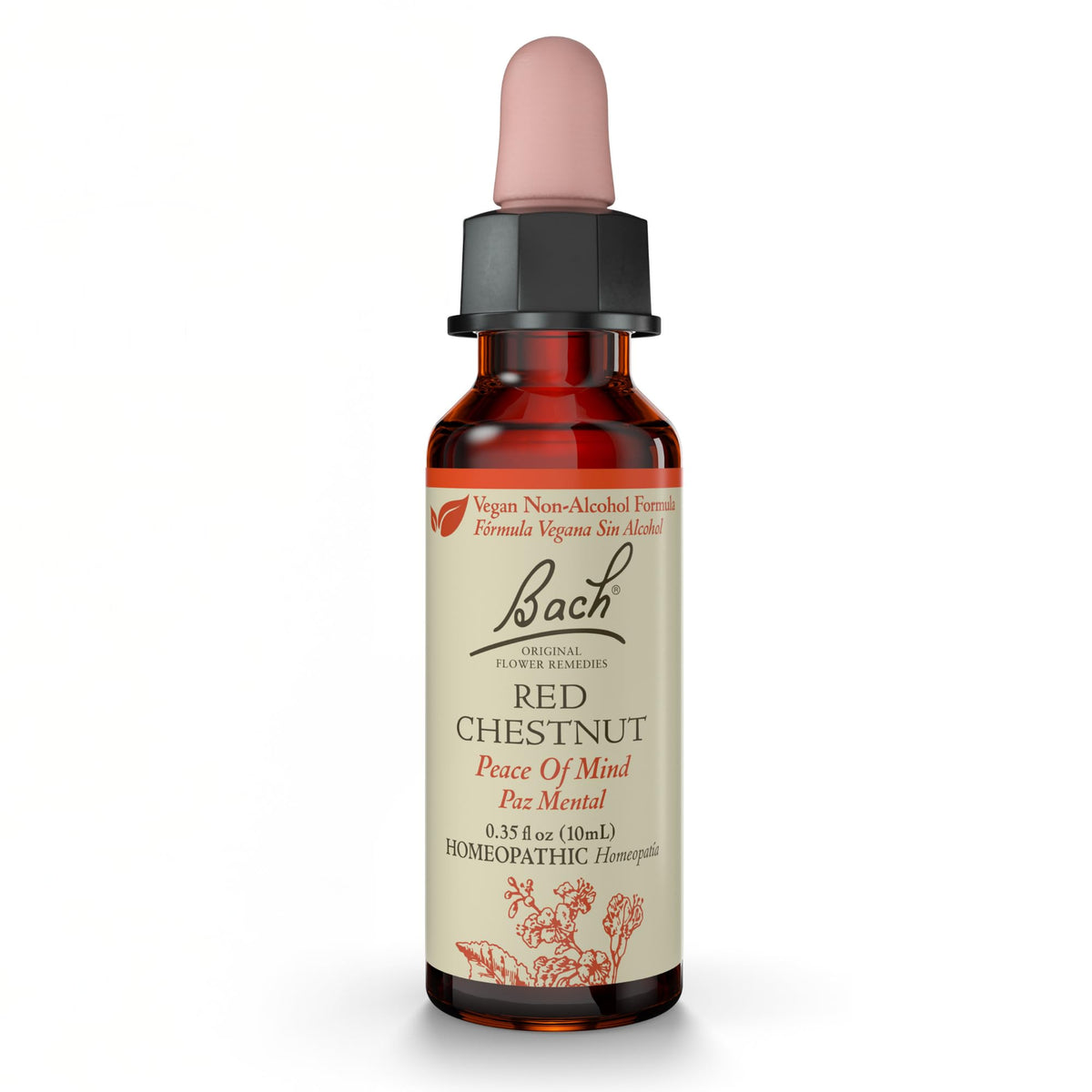 Botella de Bach Red Chestnut para equilibrio emocional y calma suave