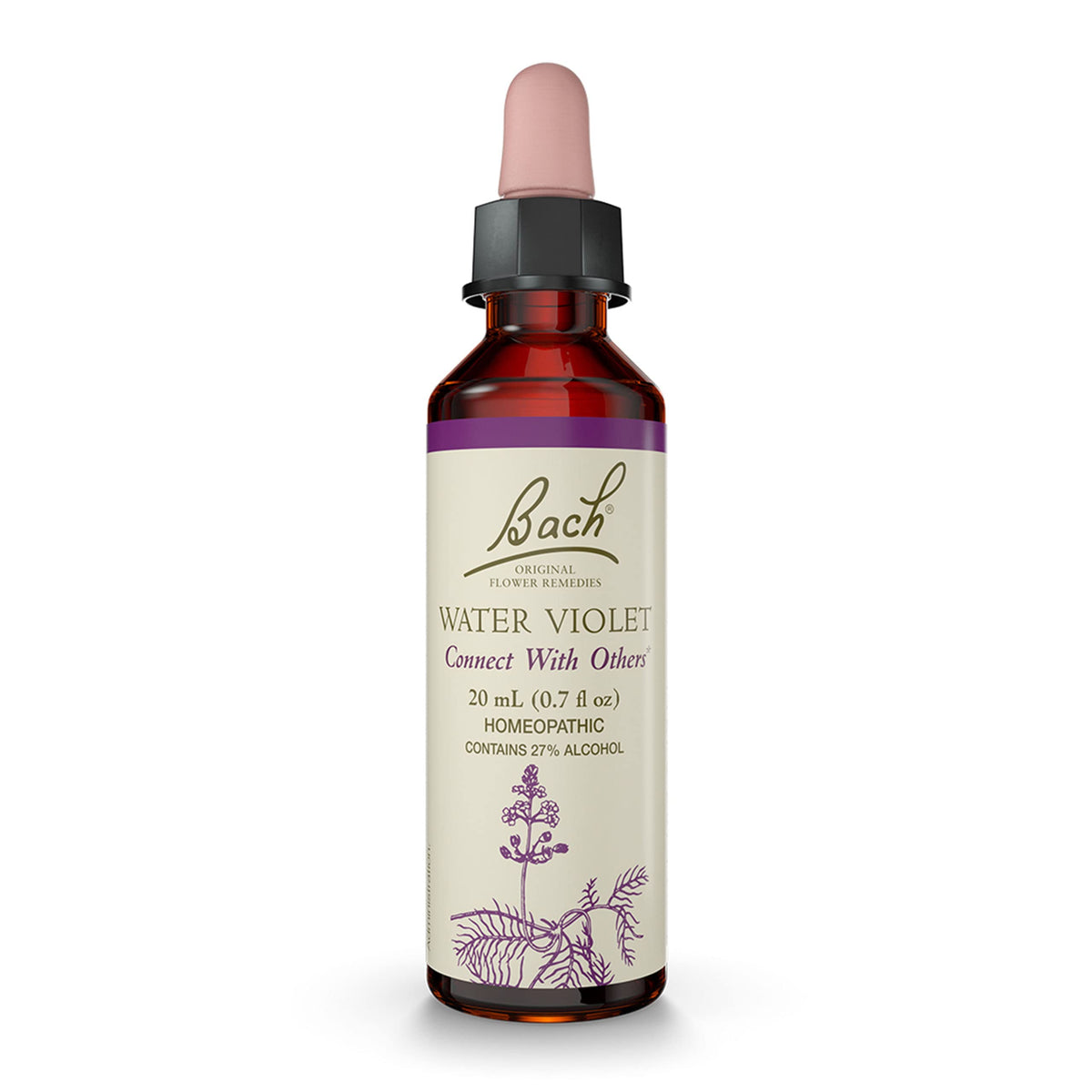 Bach Violeta de Agua, botella de 20 mL, facilita conectar con otros.