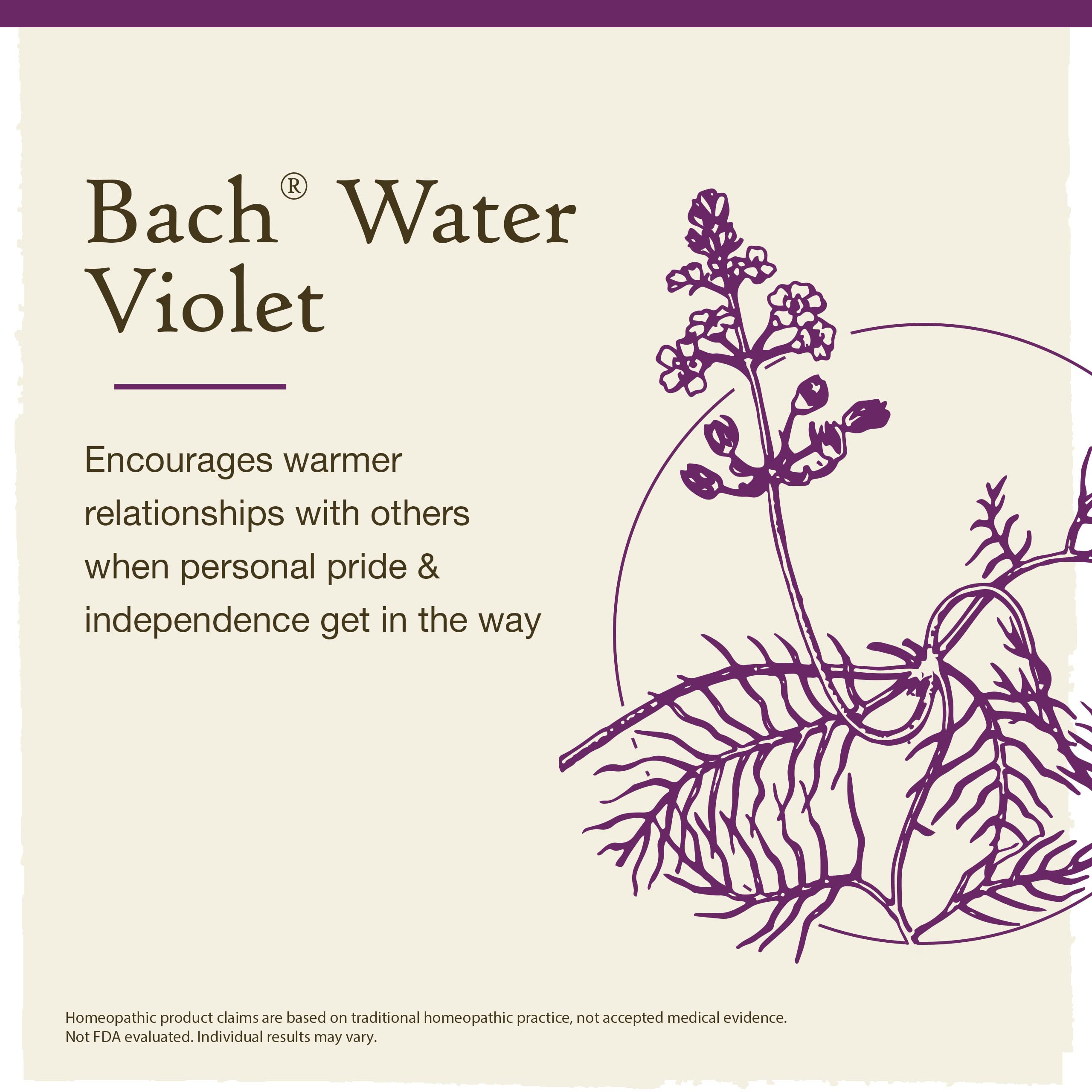 Bach Violeta de Agua, ingredientes naturales para bienestar emocional.