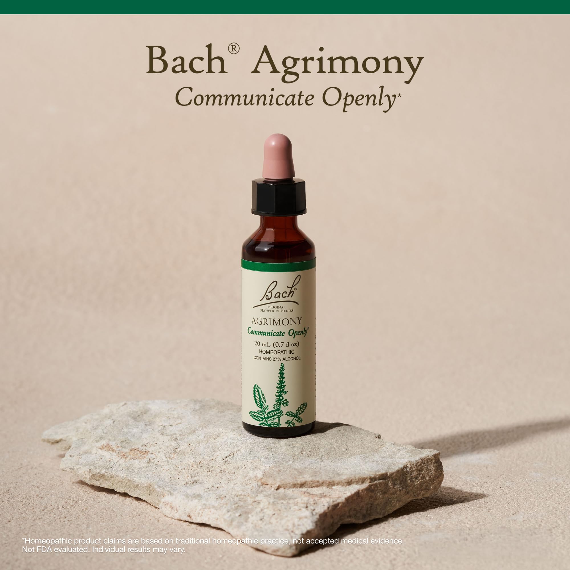 Bach Agrimonia: empaque con etiqueta clara para identificación fácil