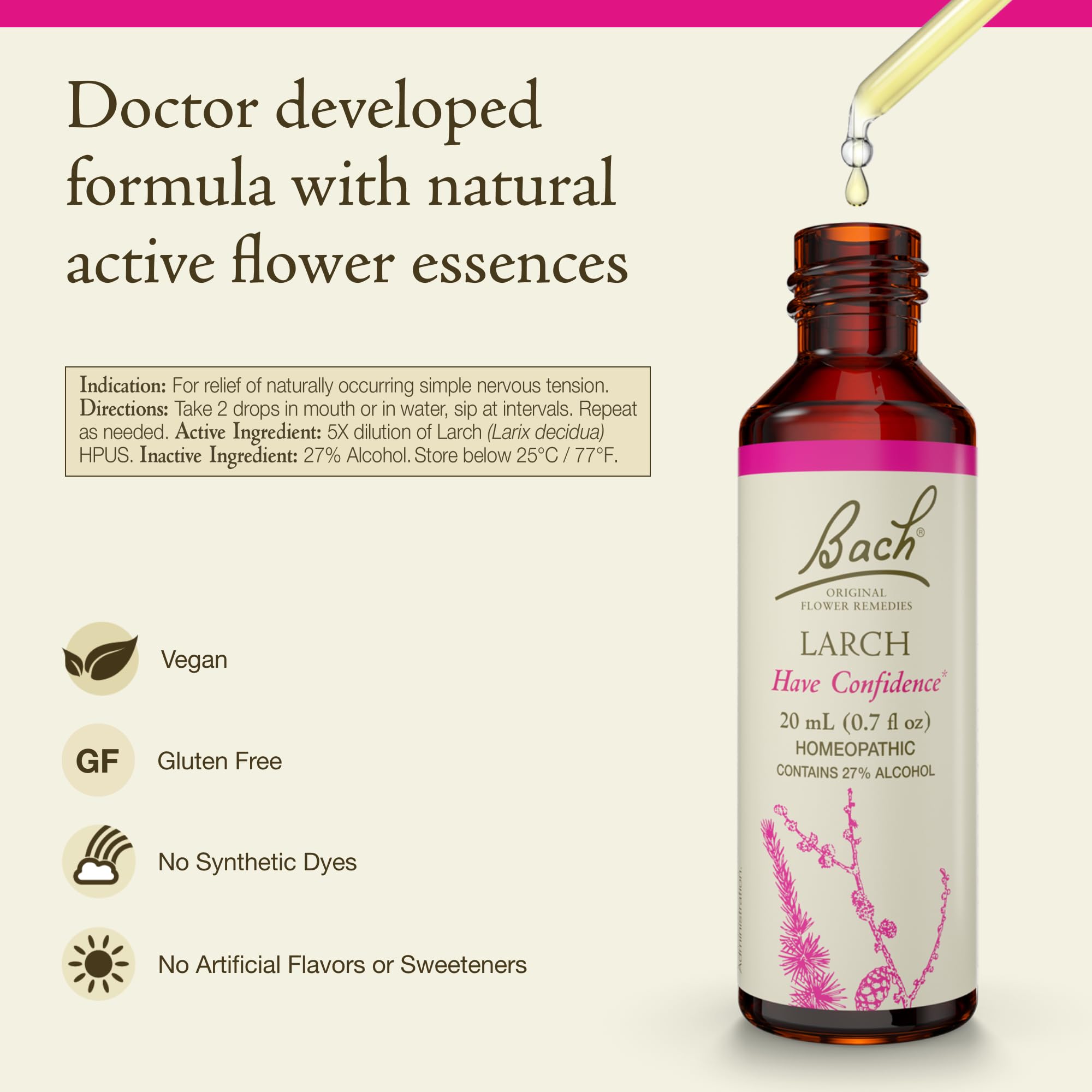 Bach Remedios Florales Alerce gotas-dos para empezar el día con menos nervios.