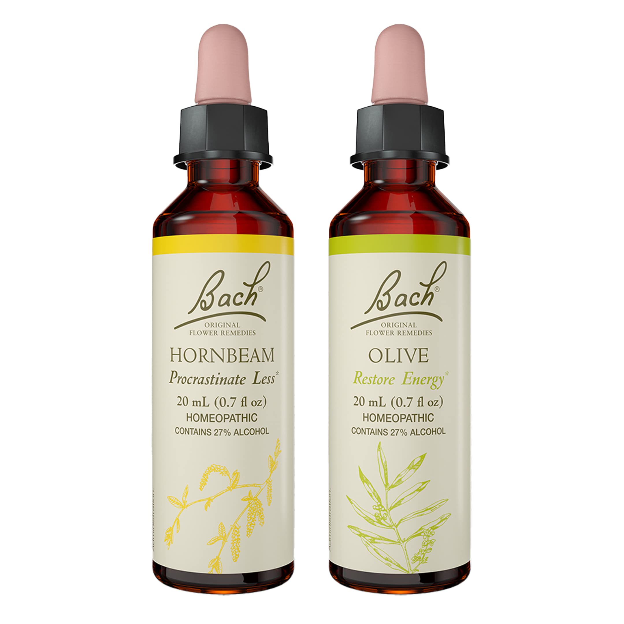 Bach Remedios Florales Oliva, frasco, revitaliza energía mental de forma natural.