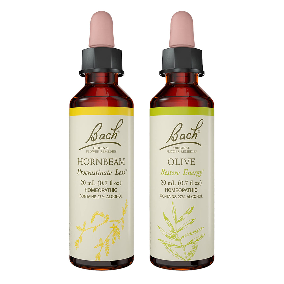 Bach Remedios Florales Oliva, frasco, revitaliza energía mental de forma natural.