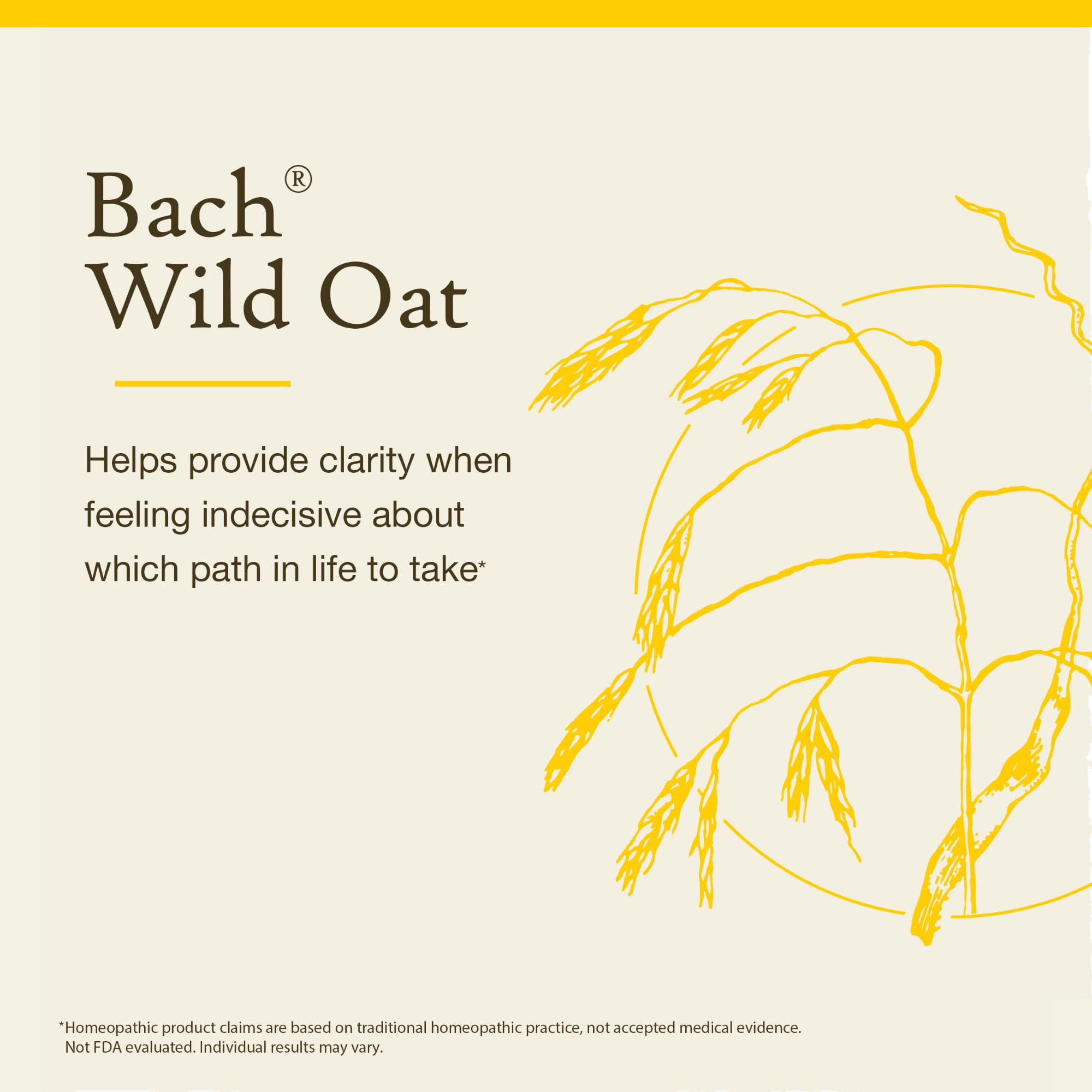 Bach Wild Oat sin alcohol, formato cómodo para equilibrio emocional
