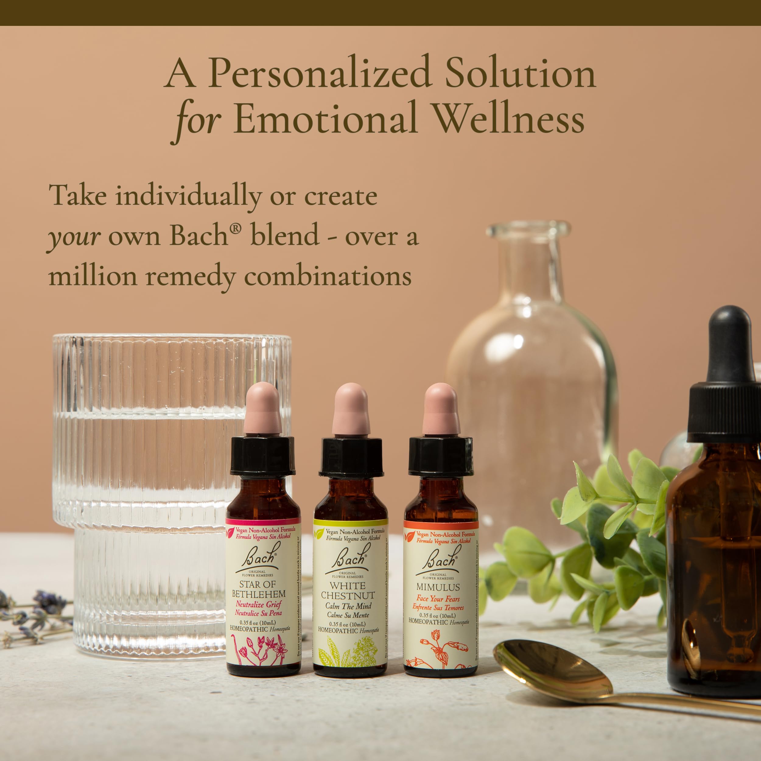 Uso diario y familiar de remedios florales Bach para calma suave.