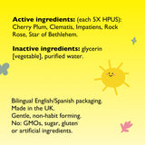 Bach Rescue Kids Spray: etiqueta clara en empaque bilingüe.