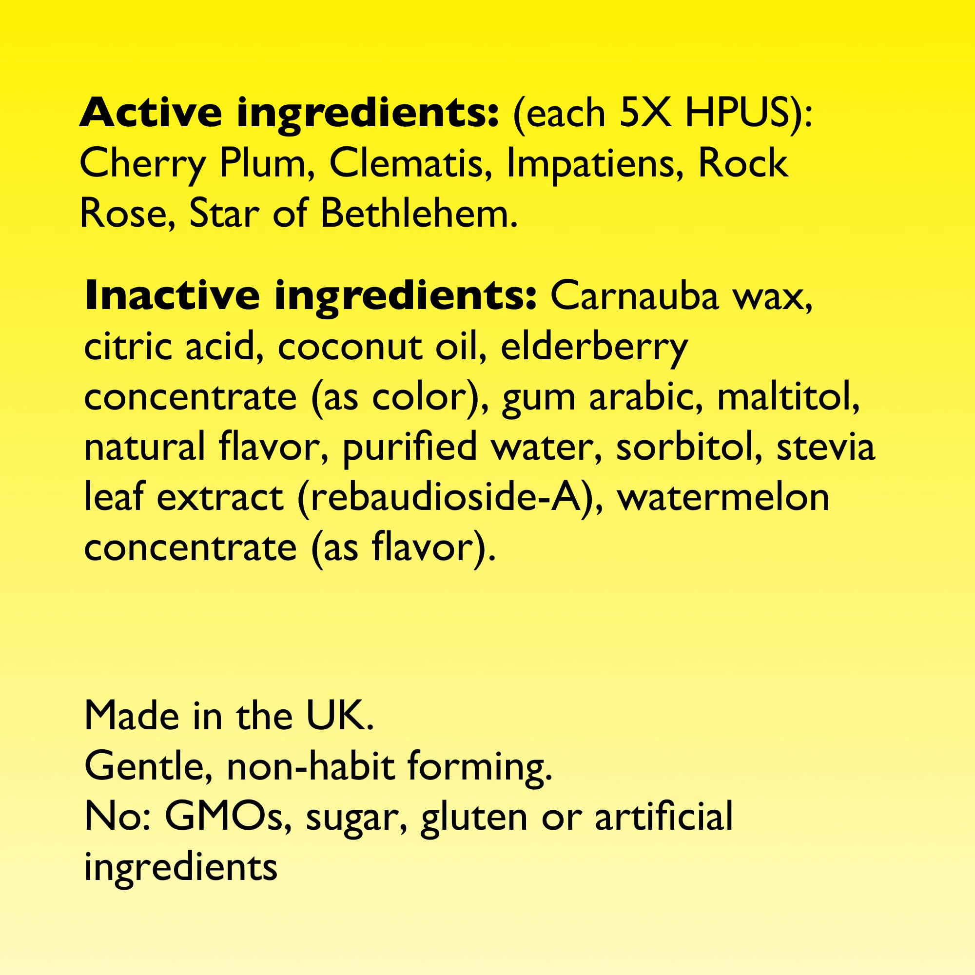 Pastillas Bach Rescue Sandía en primer plano, alivio emocional suave.