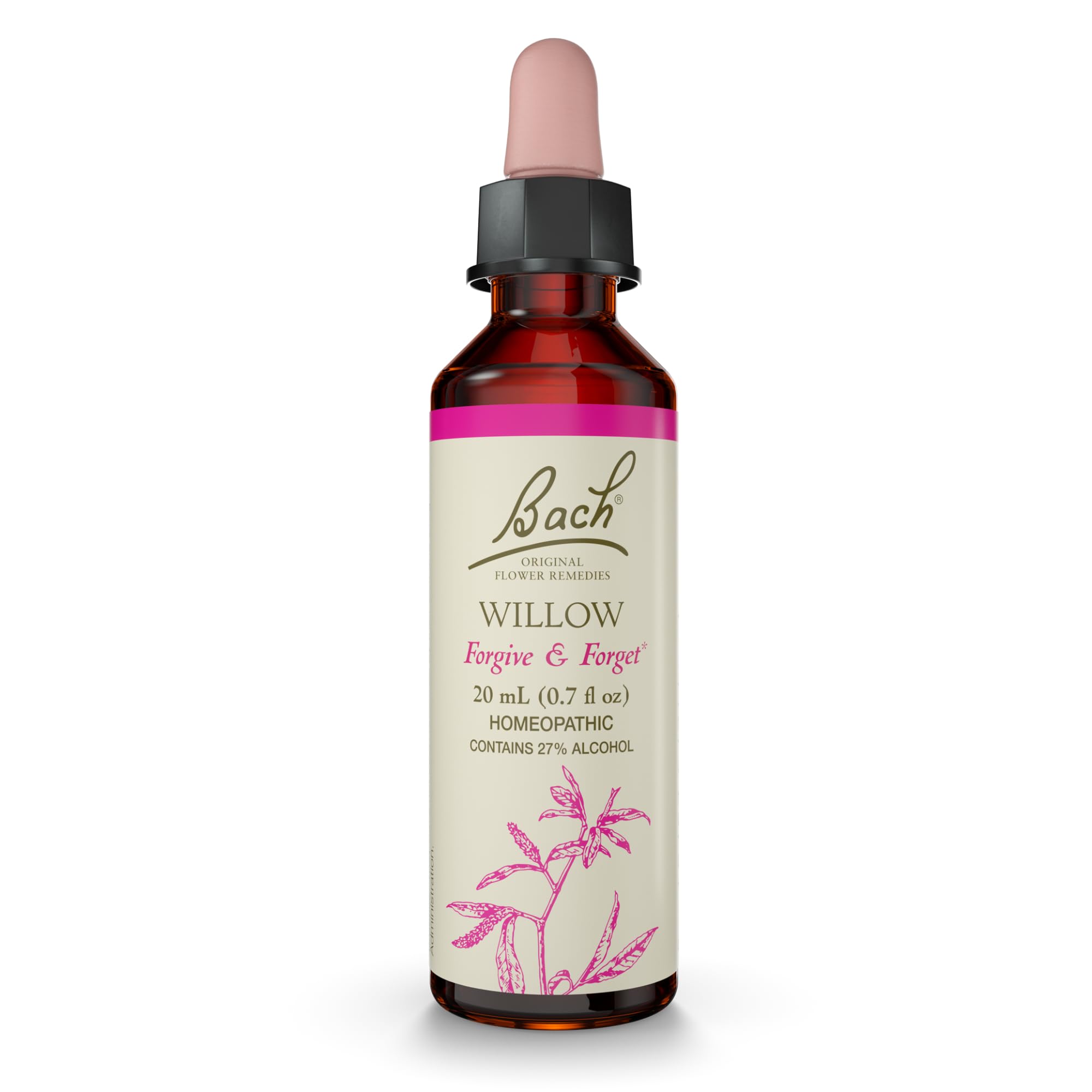 Bach Willow botella de 20 mL para equilibrio emocional diario.