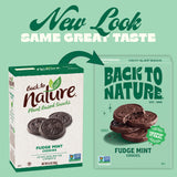 Back to Nature Fudge Mint Cookies, disfruta diario, sabor fudgy y menta.