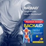 Backaid Max, presentación de 28 tabletas en paquete seis, conveniente para uso ocasional.