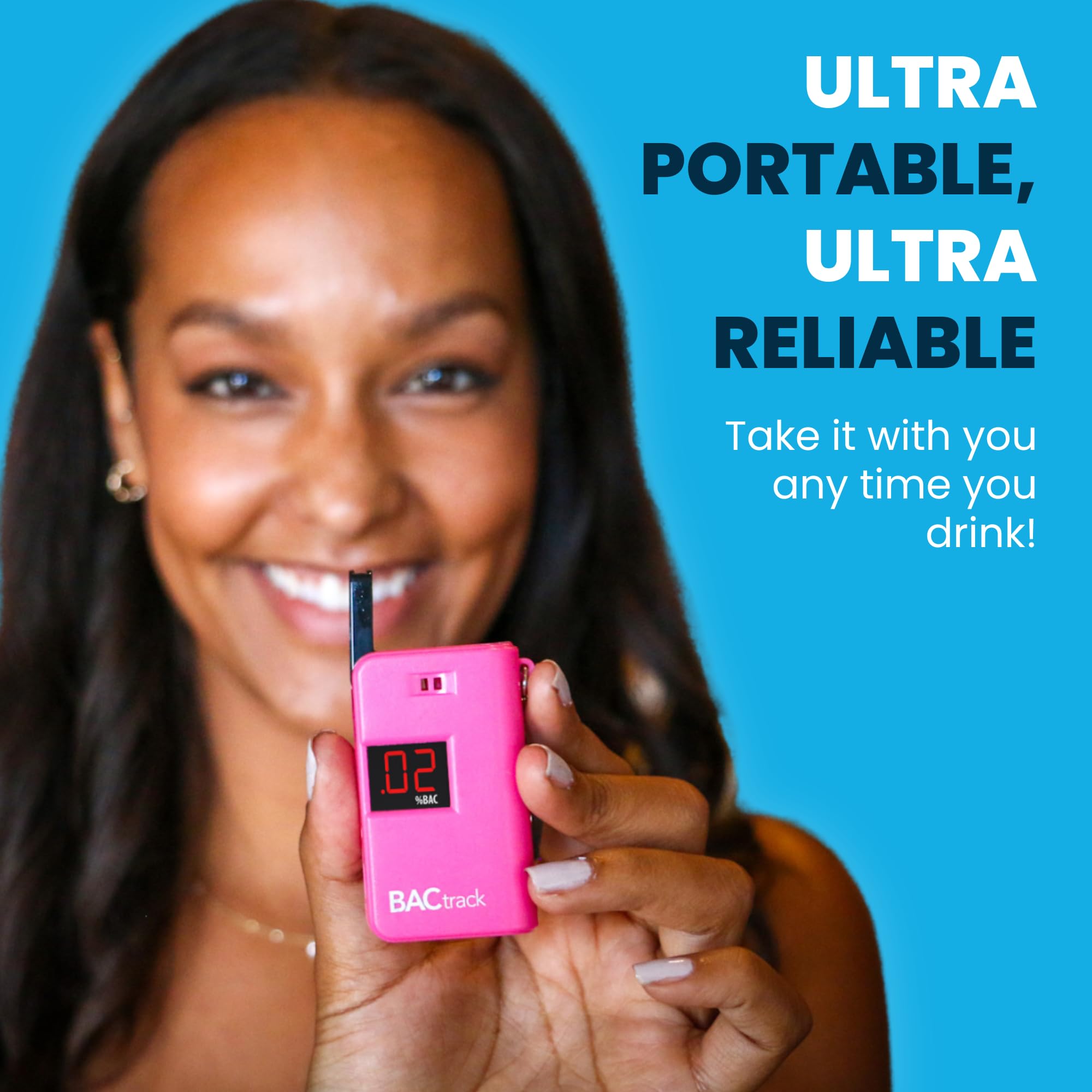 BACtrack boquilla plegable rosado para tomas de aliento limpias.
