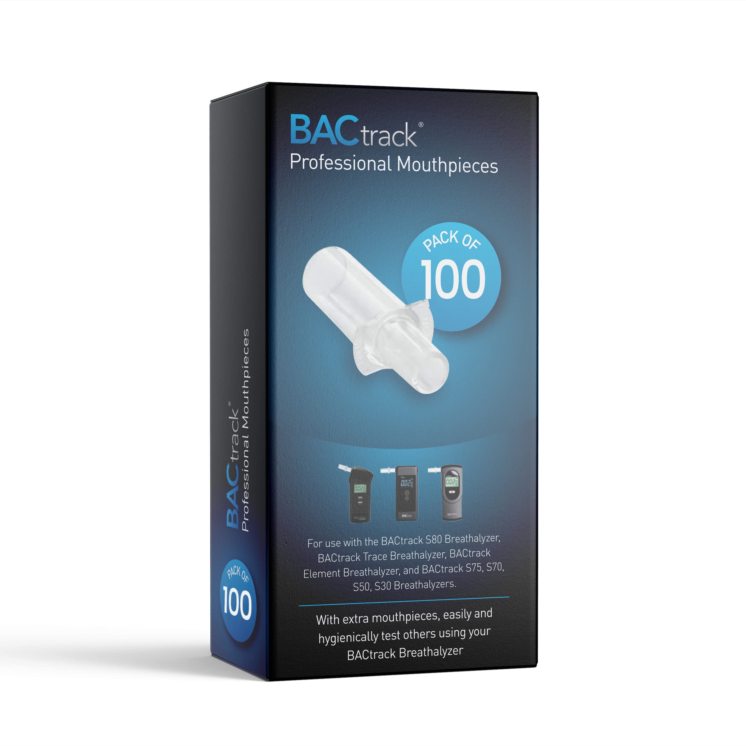 Boquilla profesional de BACtrack, paquete de 100 unidades, para pruebas higiénicas.