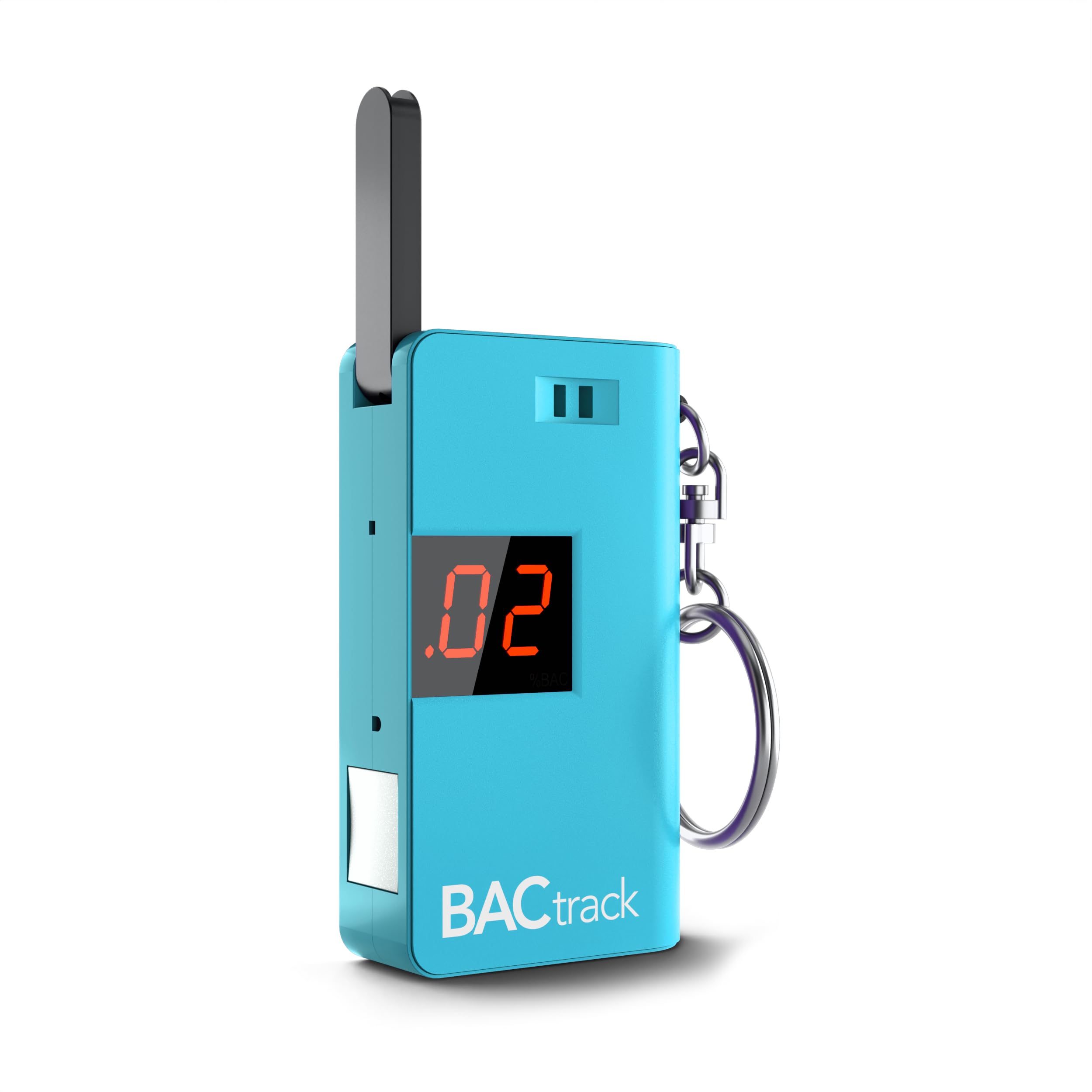 BACtrack llavero azul, analizador de alcohol compacto para uso diario.