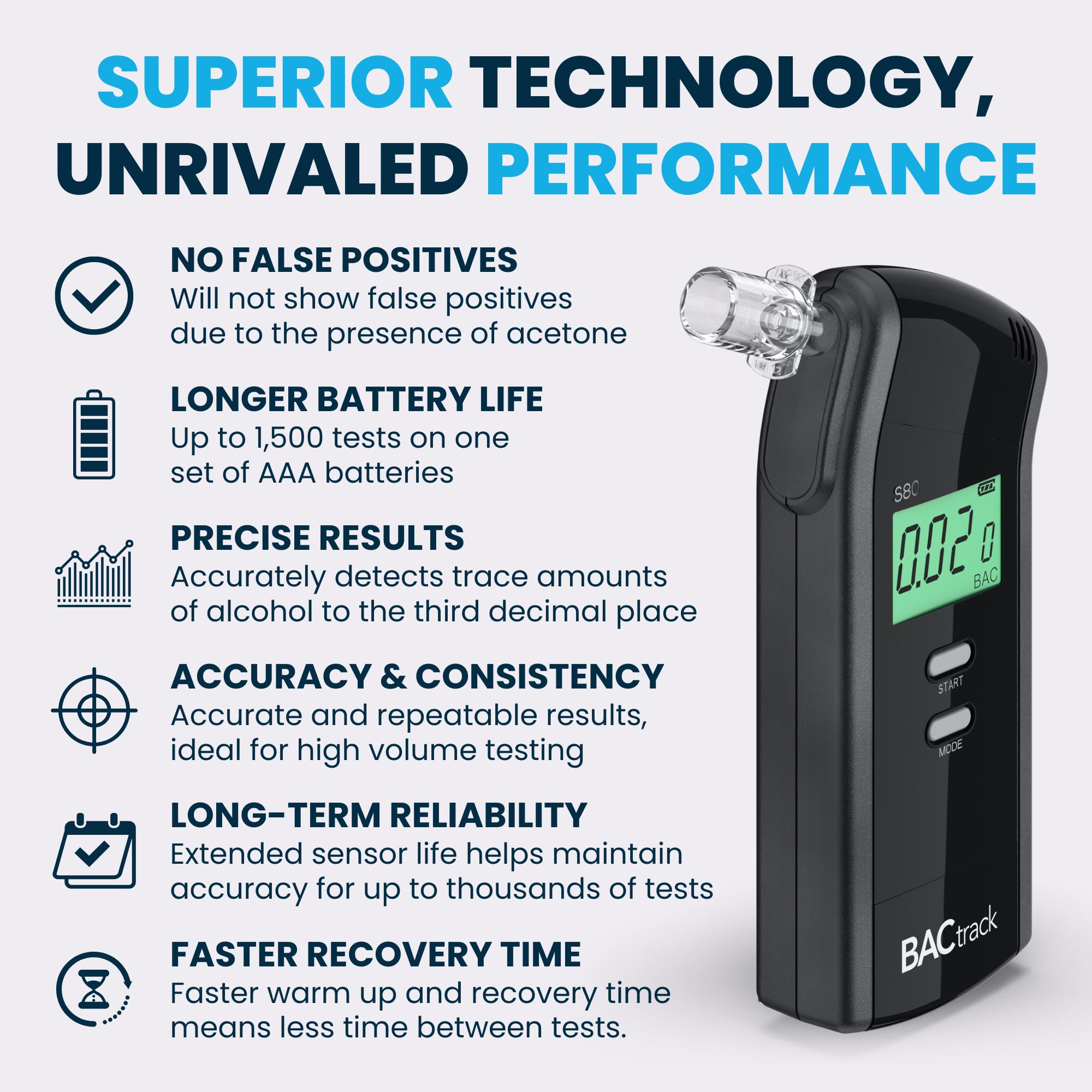 BACtrack S80 funciona con una única pulsación para empezar.