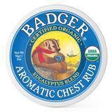 Etiqueta de Badger muestra ingredientes orgánicos y compromiso sostenible.