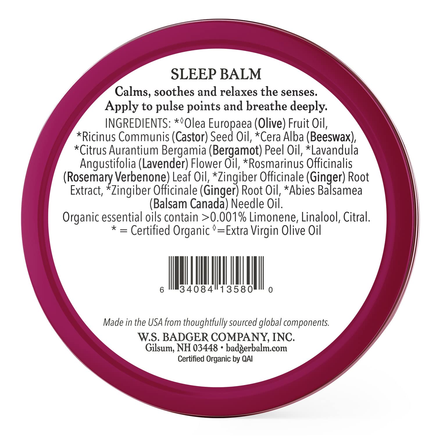 Bálsamo Badger para labios, aplicación suave para relajación nocturna.