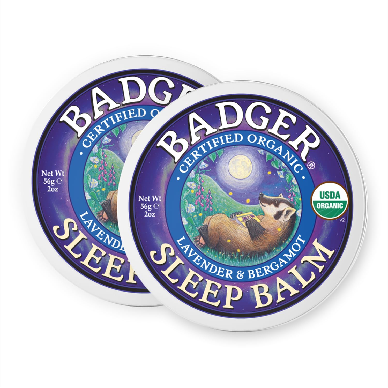Bálsamo de sueño Badger en lata para hidratar y calmar la piel.