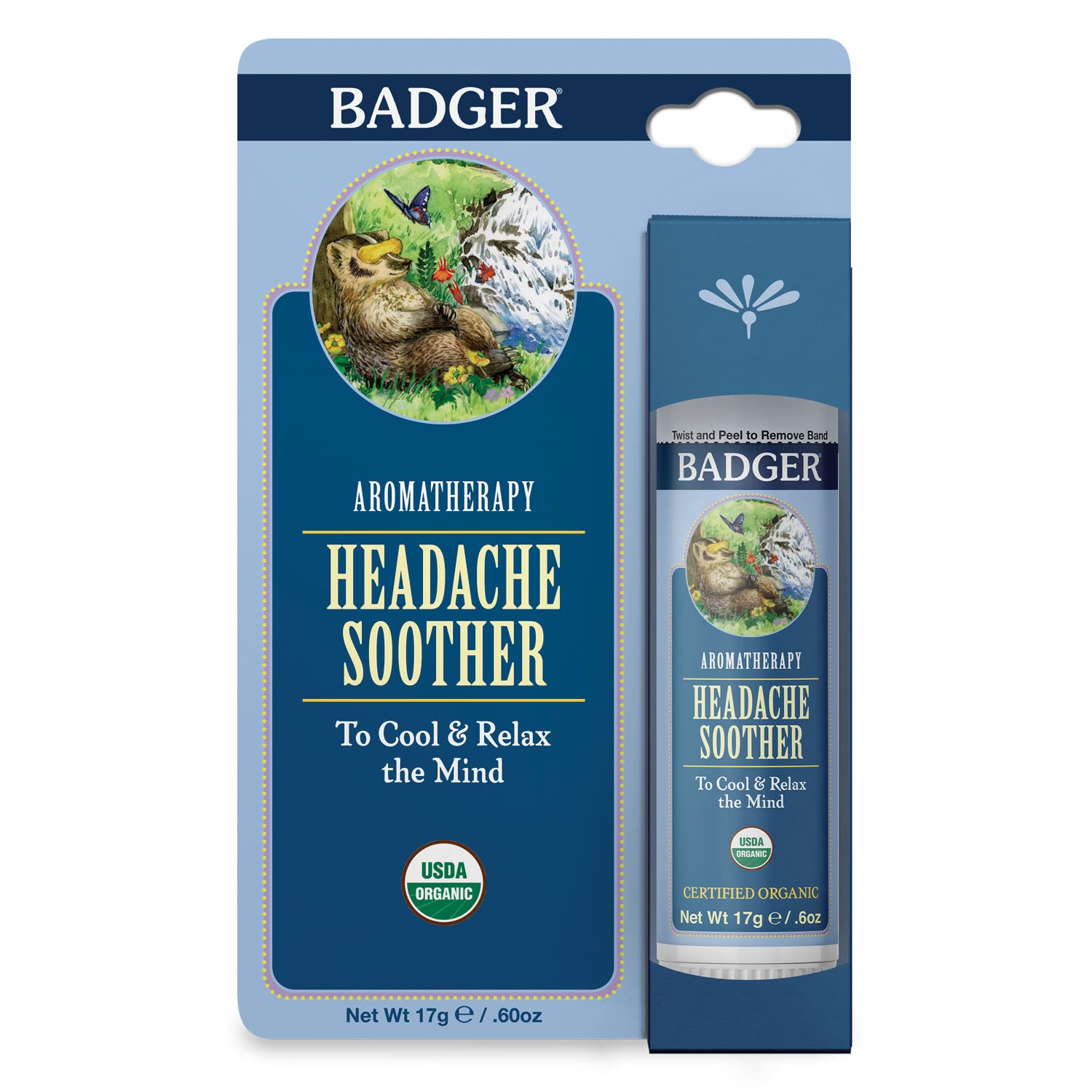 Badger Headache Soother, mentol-cristales, sensación de frescor inmediato
