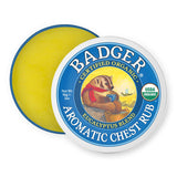 Badger ungüento aromático para pecho en frasco, aroma de eucalipto y menta para descongestión suave.