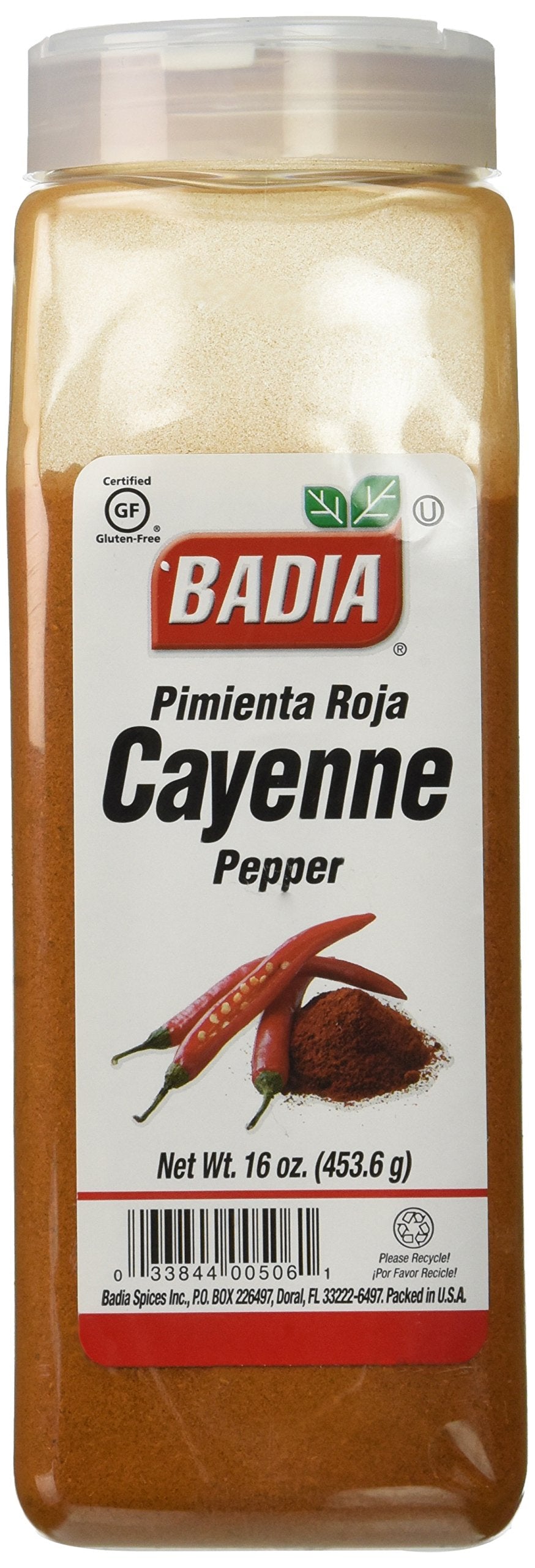 Badia Pimienta Cayena, frasco de 16 onzas, realza sabor en guisos.