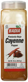 Badia Pimienta Cayena, frasco de 16 onzas, realza sabor en guisos.