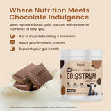 Baese Nutrition calostro bovino orgánico en pote, práctico para uso continuo.