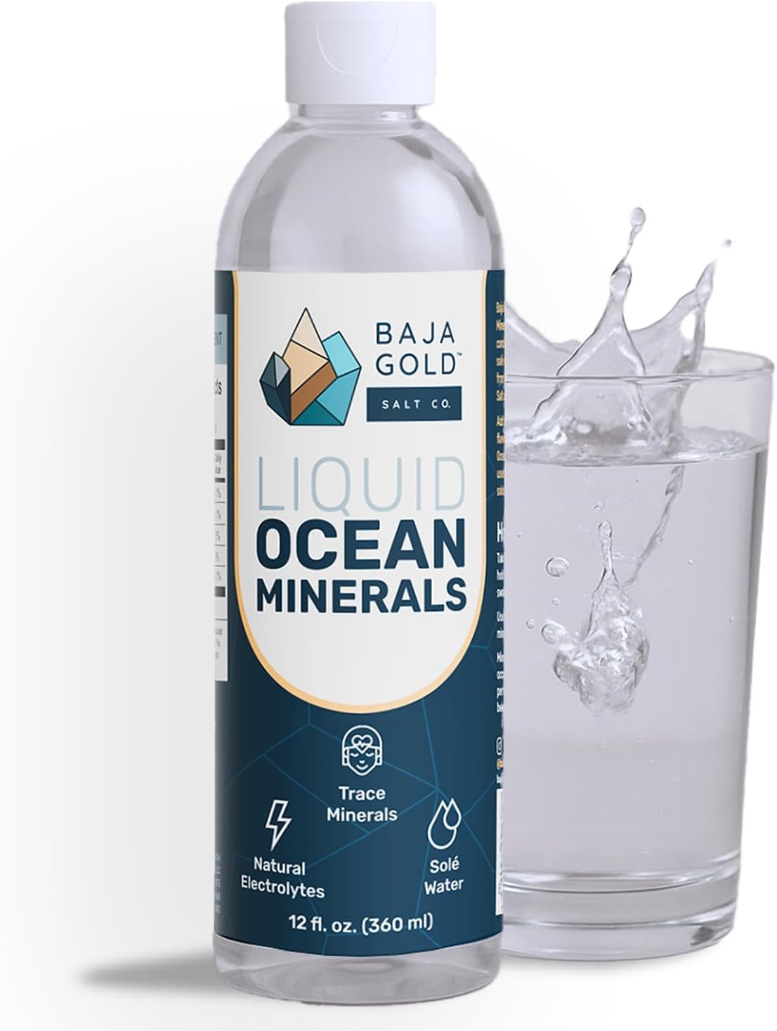Baja Gold Gotas Minerales: frasco que realza sabor del agua y bebidas.