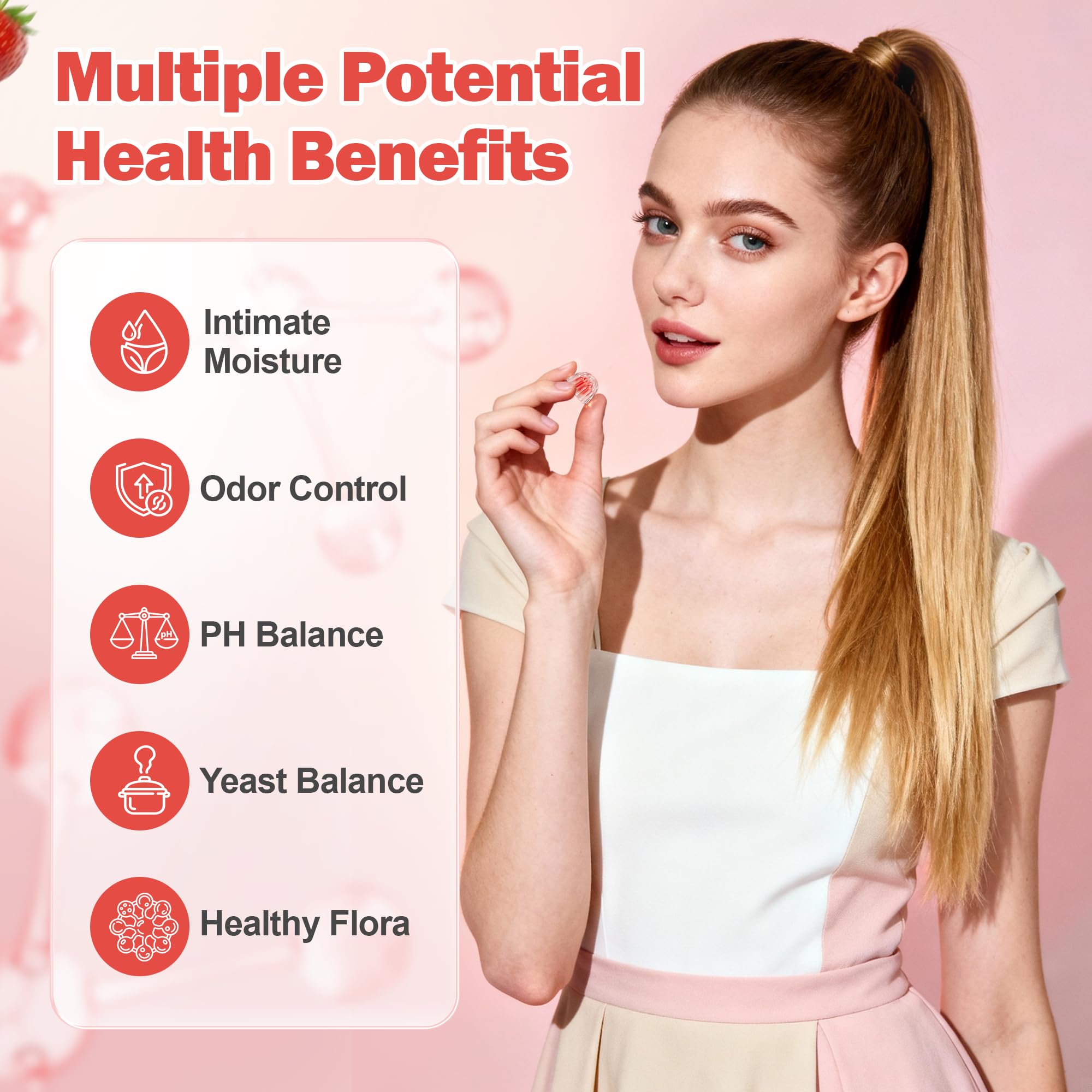 BAKAKOUL probióticos vaginales, etiqueta de producto para equilibrio íntimo natural