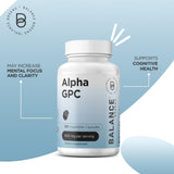 Balancebreens Alpha GPC etiqueta frontal, claridad mental en el día a día