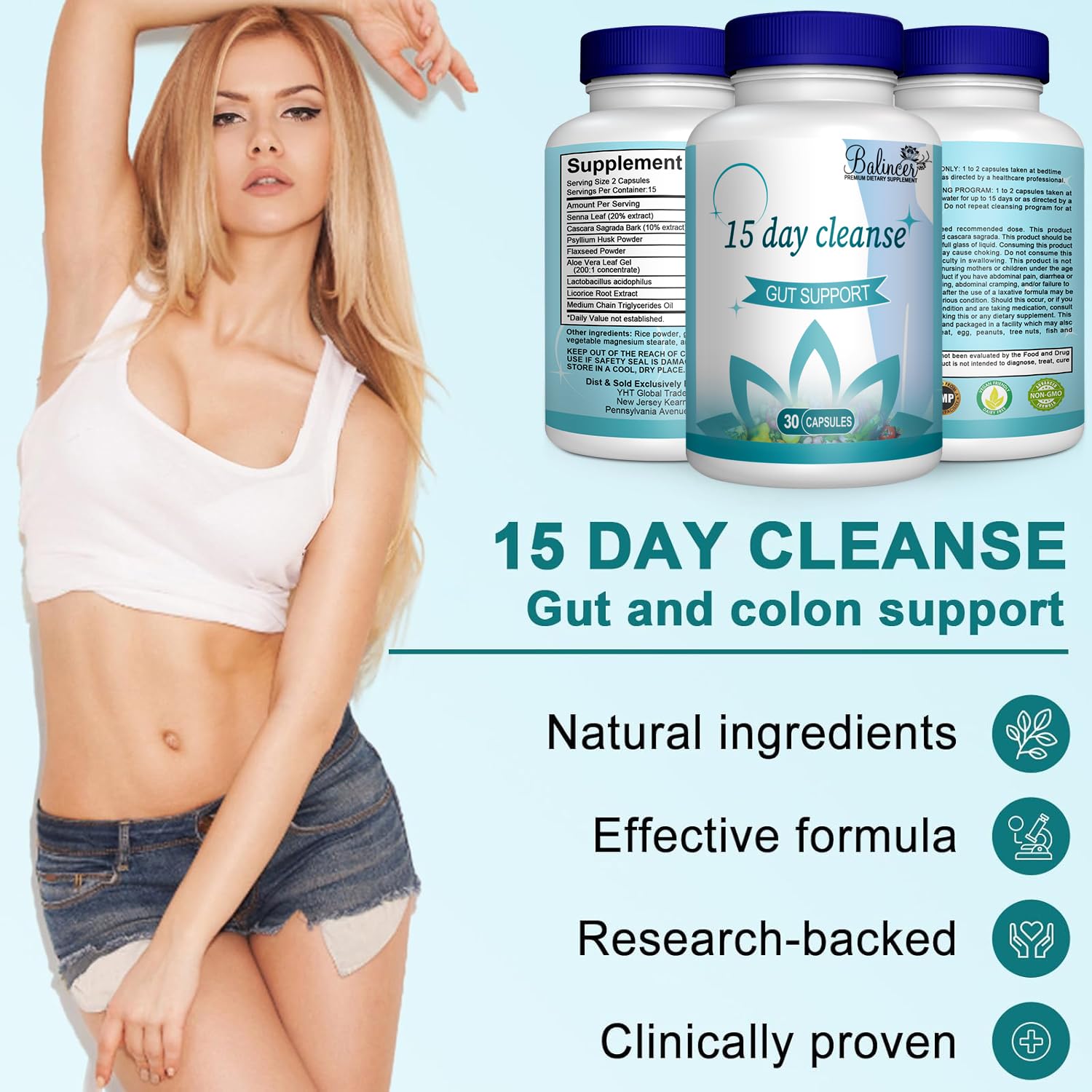Balincer senna y cascara para una limpieza suave del colon