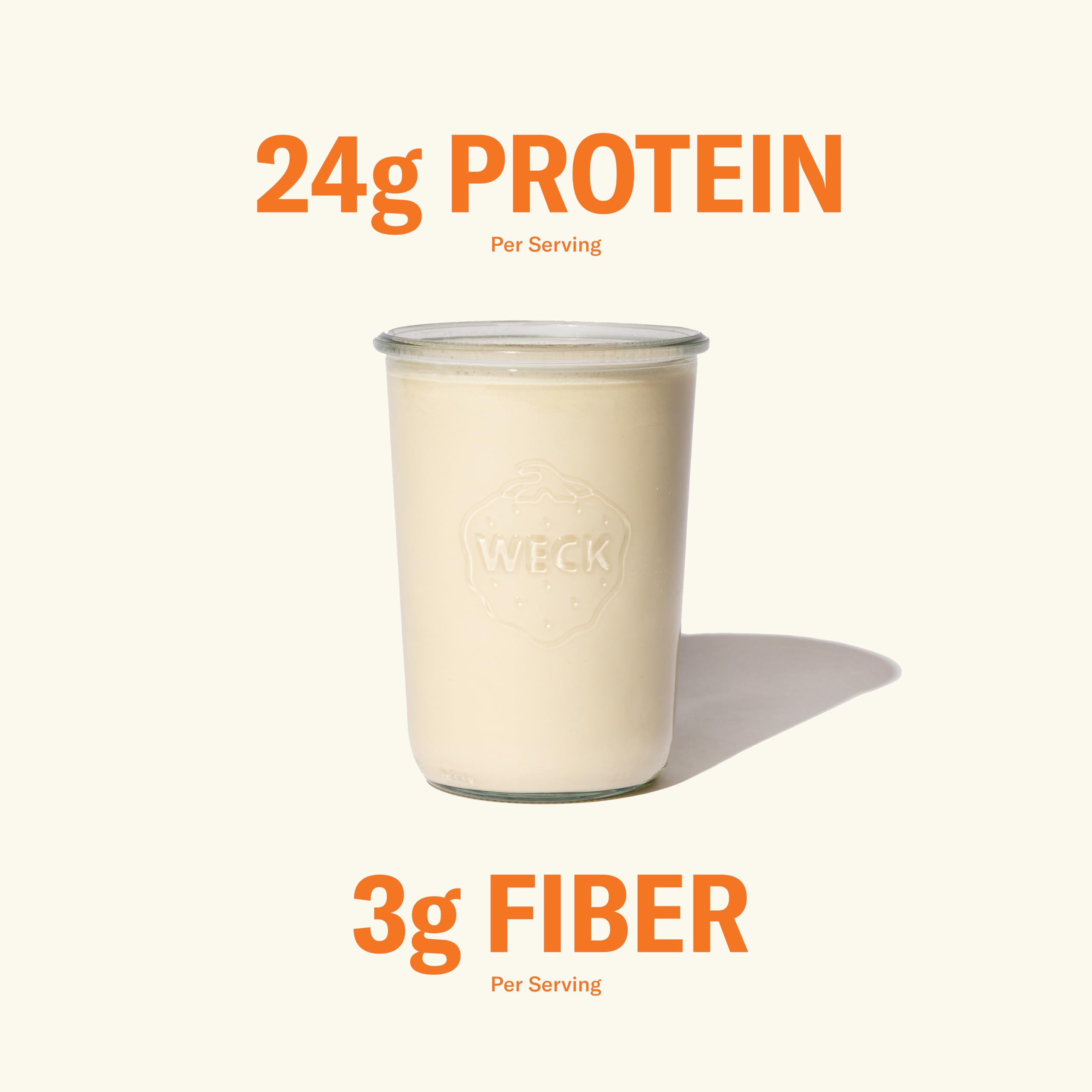 Porción de 24 g de proteína para batidos y snacks.
