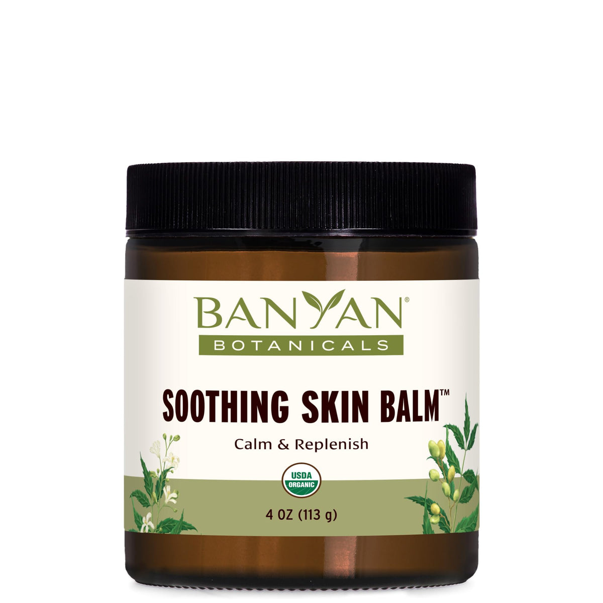 Banyan Botanicals bálsamo para la piel, textura cremosa y hidratación suave.